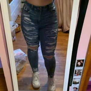 American Eagle medium wash ripped skinny jeans